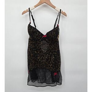 Victoria's Secret Y2K Animal Print Babydoll Mesh Size 36C Lingerie NWT